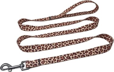 Нашийник для собак Olahibi з повідком, леопардовий принт, поліестер, регульований, 1,5 м, для цуценят (XS, світло-кавовий)