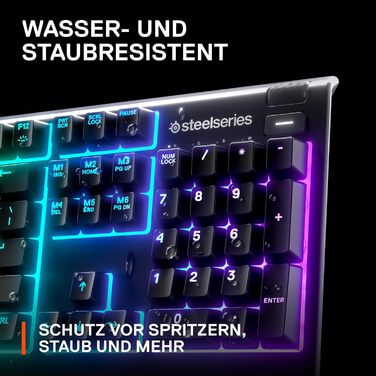 Клавіатура SteelSeries Apex 3 для ігор - RGB підсвічування 10 зон, магнітна підставка для зап'ястя, QWERTY (Nordic), чорний колір