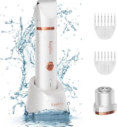 Триммер для бікіні для жінок 2-в-1: електричний триммер та бритва. Бездротовий, водонепроникний (IPX7) для тіла, ніг, пахв та рук. Perlweiß