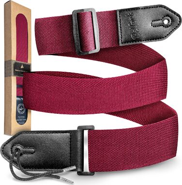 Гітарний ремінь Belfort® для електрогітари, акустичної гітари, класичної гітари, бас-гітари та укулеле. З мікрофібри, з електронною книгою (червоний)