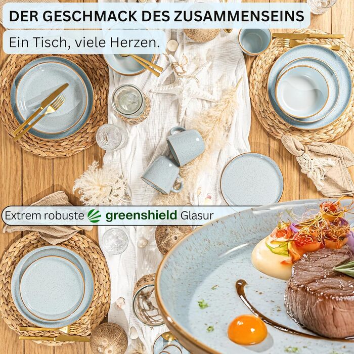 Набір кавових чашок SÄNGER Rio (6 шт.) з кераміки, 430 мл, для кави та чаю, набір для 6 осіб, сумісно з посудомийною машиною та мікрохвильовою піччю