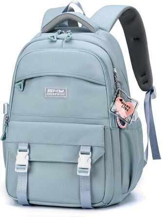 Шкільний рюкзак JANSBEN для дівчаток та хлопчиків, водонепроникний, з кількома відділеннями, для школи та подорожей, зручний, ідеальний для учнів 10 років, підлітків та 5 класу (блакитний)