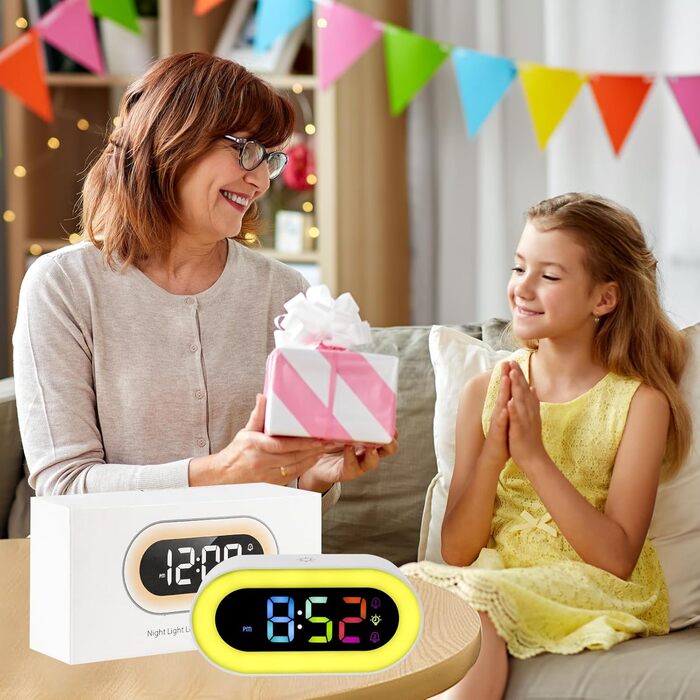 Digital Alarm Clock for Kids, Alarm Clock with Night Light for Girls Boys Teenagers Dual Alarms 18 Ring Tones Snooze Modes 12/24 Hour Format 5 Volume Adjustments