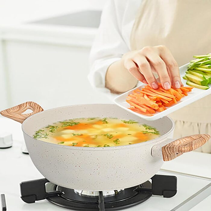 Набір каструль 12 шт. Induktion Kochset: Набір посуду з медичного каменю з кришкою, антипригарне покриття. Ідеально для приготування, смаження та випікання (чорний)