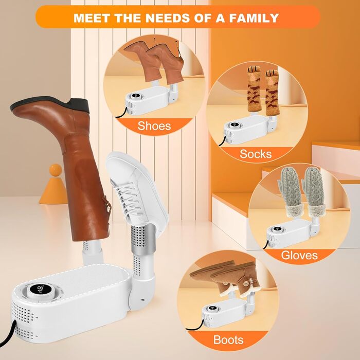 Електричний сушильник для взуття з таймером та подвійним кріпленням, для швидкої сушки взуття, шапок та лижних черевиків