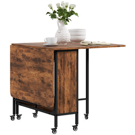 HOMCOM Folding Table Small, 130 x 80 x 74 cm, Foldable Kitchen Table, Folding Table for Kitchen, Dark Brown