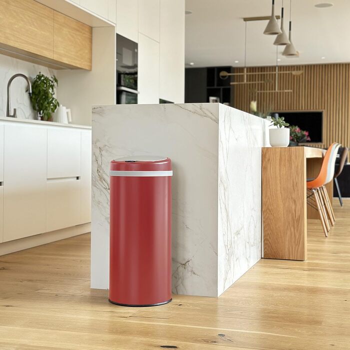 Відро для сміття кухонне автоматичне Kitchen Move Soho, 42 л, нержавіюча сталь, матово-червоне