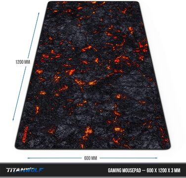 Килимок для миші Titanwolf XXXL 1200x600mm - великий ігровий килимок з мотивом лави для миші та клавіатури Logitech