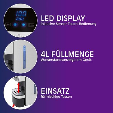 ProfiCook® Hot Water Dispenser | hot water in 3 seconds | Kettle | boiling water at the touch of a button | stainless steel housing | LED display with sensor touch control | 2600 watts | PC-HWS 1145