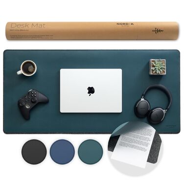 Килимок для столу Nordik Große Filz, 89x43 см, подвійний темно-зелений - захист столу, підставка під клавіатуру та мишу