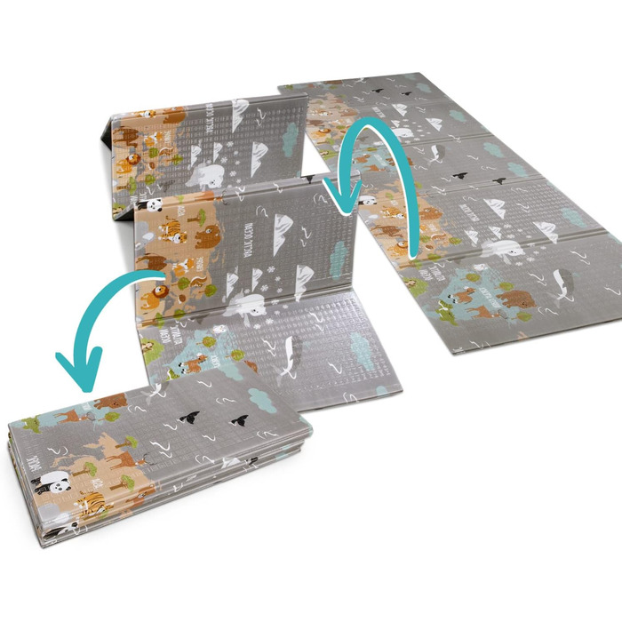 Paco Home Play Mat, Crawling Mat, Baby/Kids Mat, Foldable, Reversible, Animal Motif, Size: 180x200 cm, Color: Multicolor 3, 180 x 200 cm (Rectangular), Multicolor 3