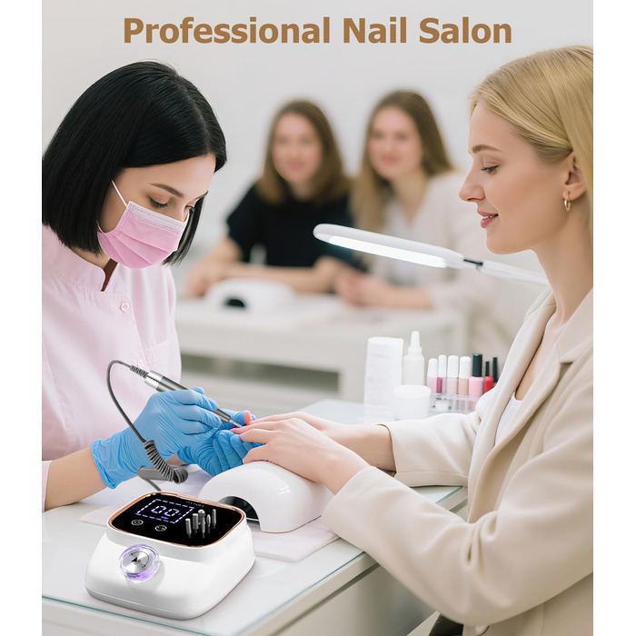 Електрична машинка для манікюру та педикюру 45000 RPM з LCD-дисплеєм та набором аксесуарів, професійний фрезер для гелевих нігтів, портативна електрична машинка для шліфування нігтів, золота