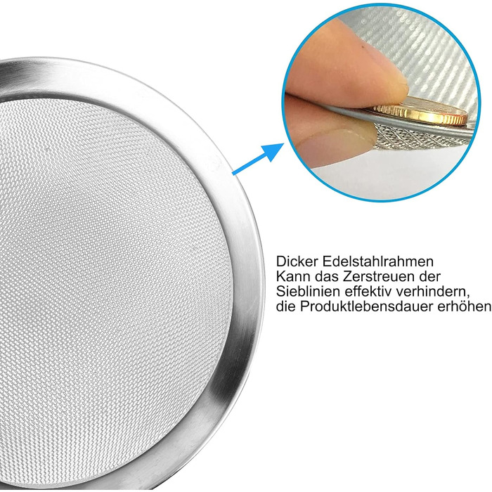 Ситечко кухонне 7 см, нержавіюча сталь, дрібна сітка, для чаю, борошна, рису, макаронів, овочів та фруктів, довговічне кухонне приладдя