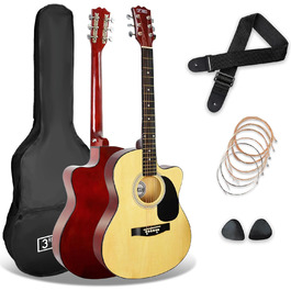 Акустична гітара 3rd Avenue 4/4 з каподастром, Cutaway, для початківців – набір з чохлом, ремінком, медіаторами та запасними струнами