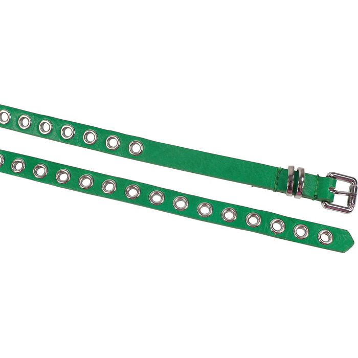 Жіночий пояс-перетягувач з прорізними заклепками та срібною застібкою, ширина 1,5 см (зелений)
