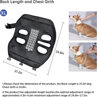 Шлейка-переноска для великих собак Wakytu: переноска-рюкзак для собак з проблемами суглобів, травмами, літніх собак (30-40 кг, XL, чорний)