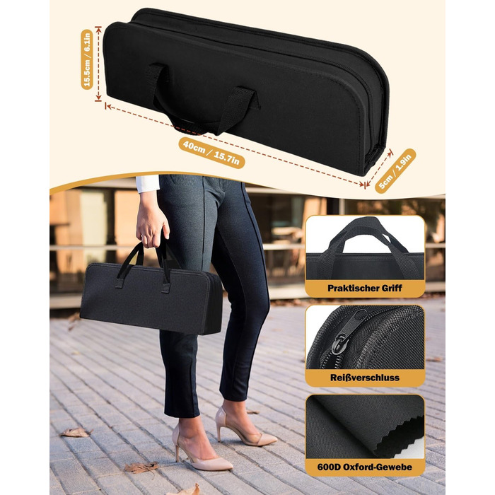 Набір гриль-посуду, 6 предметів, нержавіюча сталь, з сумкою. Професійний набір для гриля, барбекю, кемпінгу