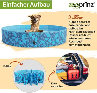 Зручний надувний басейн Zooprinz 160x30 см для собак та дітей - стабільний та неслизький