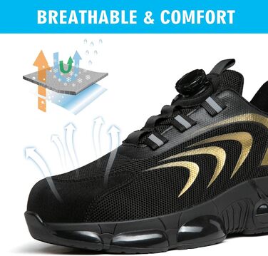 Черевики безпеки для чоловіків та жінок, легкі та дихаючі з повітряною подушкою, 40 EU