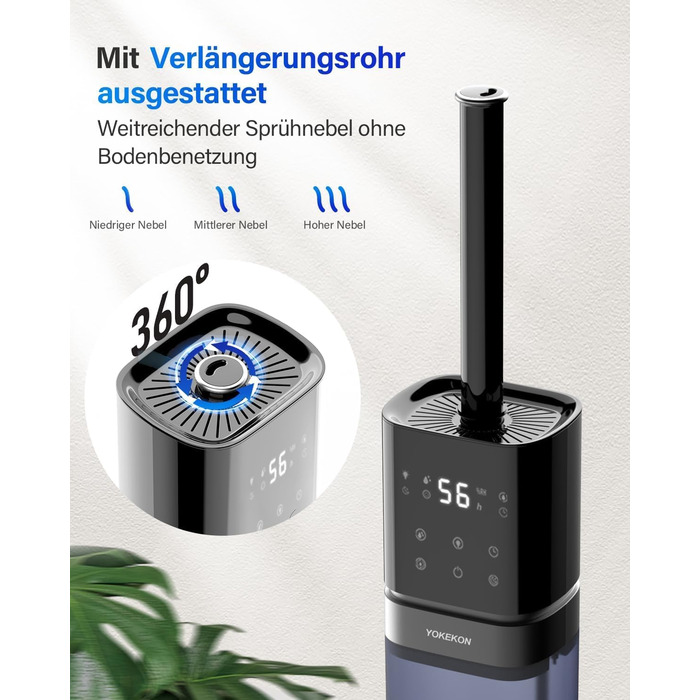 Зволожувач повітря YOKEKON для дому: ультразвуковий, 8L, тихий, для великих приміщень, синій