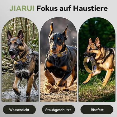 Тактичне обплетене нашийник для собак з ручкою, водонепроникний нашийник з Airtag, товстий регульований нашийник для собак з м'якою підкладкою, металева застібка для середніх та великих собак (Хакі, L(18'-23'))