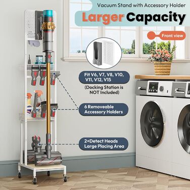 Підставка для Dyson V15, V12, V11, V10, V8, V7, V6 Gen5 - док-станція з тримачем для насадок, біла