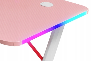 Ігровий комп'ютерний стіл з LED-підсвіткою, сучасне геймерське письмовий стіл, 120 см, рожевий