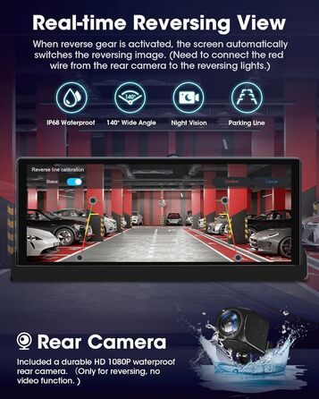 Автомобільний дисплей 10,26'' CarPlay/Android Auto з сенсорним екраном, підставкою, камерою заднього виду, GPS-навігацією, підтримкою Siri/Google для авто 2025, Buddy Display