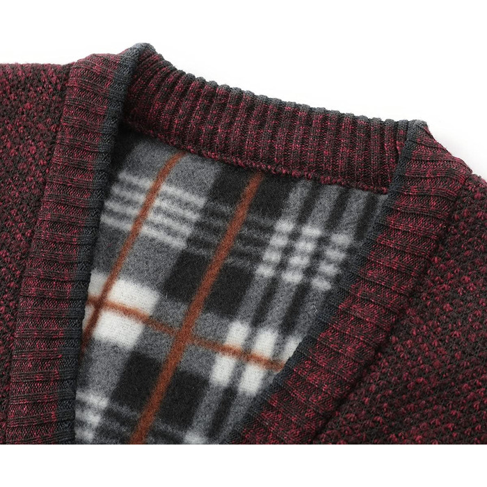 Чоловічий в'язаний кардиган Allthemen з V-подібним вирізом, з підкладкою, на кнопках, з грубої в'язки, теплий, перехідний, розмір 4XL, бордовий