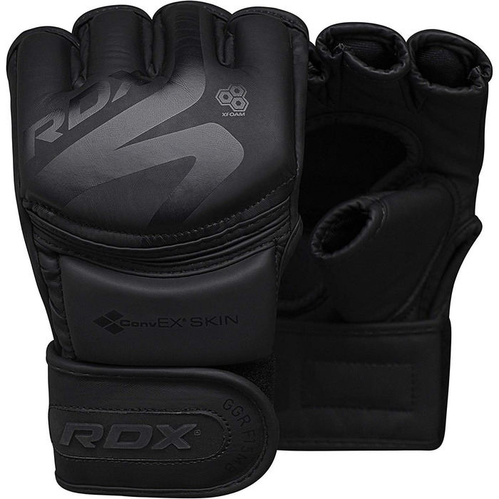 Боксерські рукавички RDX MMA чорні, професійні, шкіра Maya Hide, для тренувань, греплінгу, спарингу, кікбоксингу, муай-тай, боксу, чоловічі