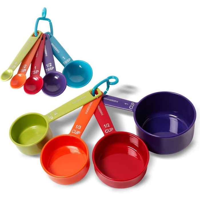 Farberware 9-Piece Color-Coded Plastic Measuring Cups and Spoons Set