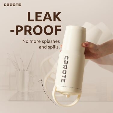 CAROTE Stainless Steel Water Bottle with Straw 960ml, Vacuum Thermos Bottle with Flexible Lid, Leak-Proof, BPA-Free, Double-Walled Insulated Bottle for Hot and Cold Drinks (White)
