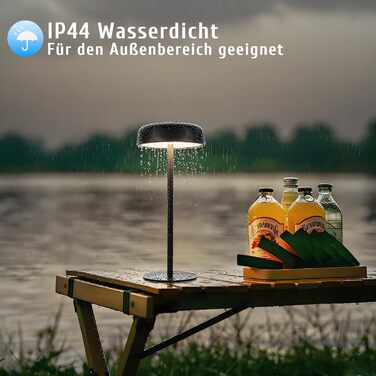 Настільна лампа на сонячній батареї з акумулятором LED, 2 шт, чорна. Бездротова, з димером, USB зарядка, IP44 для дому та вулиці
