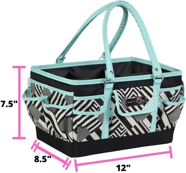 Everything Mary Blaugruner, geometric deluxe store and tote bag, organizer for crafts, sewing, paper, art, desk, canvas, accessories, storage with handles for travel