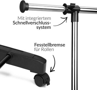 HELDENWERK Clothes Rail with Wheels - Coat Rack Stand, Stable and Load-Bearing - Extendable Clothes Rail