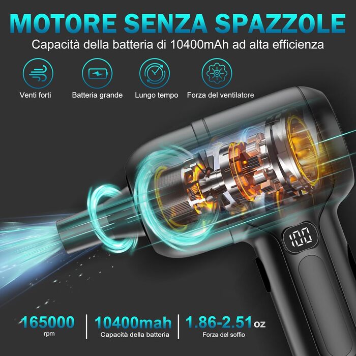 Бездротовий пилосос для клавіатури ULTRONICS X3 Gang-165000 PRM з компресованою повітрям, акумулятор 10400mAh, Type-C, для ноутбуків, електроніки та дому