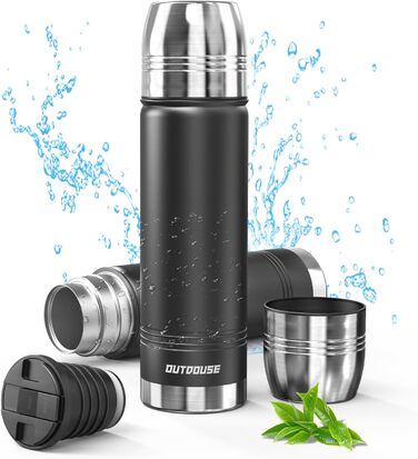 Термотермос, термофляга з нержавіючої сталі, 750 мл, 500 мл, 350 мл, подвійні стінки, без BPA, для газованої води, ізольована пляшка для спорту та відпочинку на природі, чорний колір