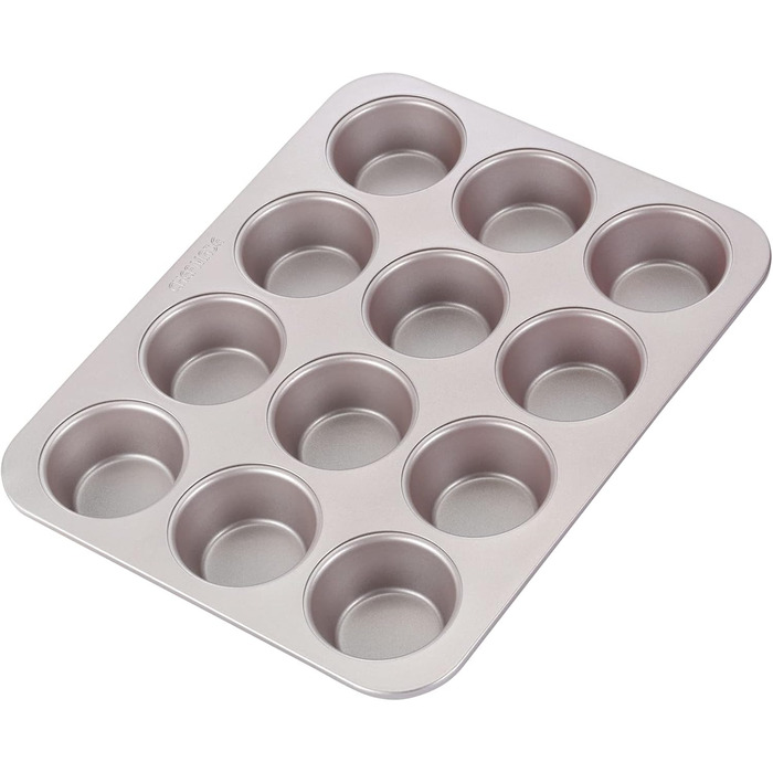 CHEFMADE Muffin Cake Pan, 12-Cavity Non-Stick Cupcake Pan Baking Mold for Oven Baking (Champagne Gold)