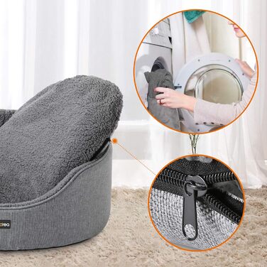Feandrea Dog Bed, Dog Basket, Reversible Cushion, 73 x 60 x 27 cm, PGW031K01 (Gray, L 83 x W 63 x H 27 cm)