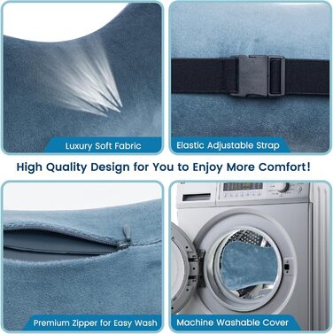 Надувна подушка для шиї BestMaxs для подорожей: літак, поїзд, авто. Зручна, знімний чохол, сіра, 2 шт., середній розмір