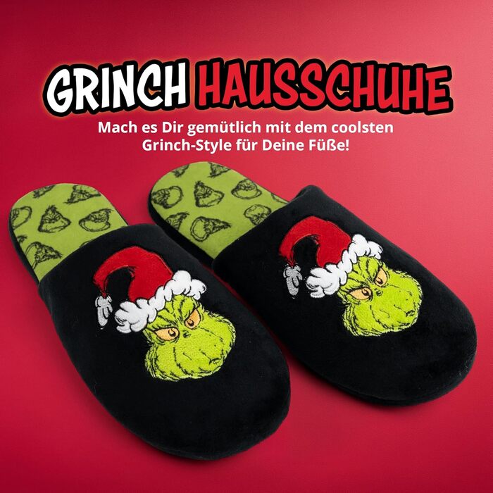 Тапочки додому United Labels Grinch, унісекс, зимові, чорні (46/47 EU)