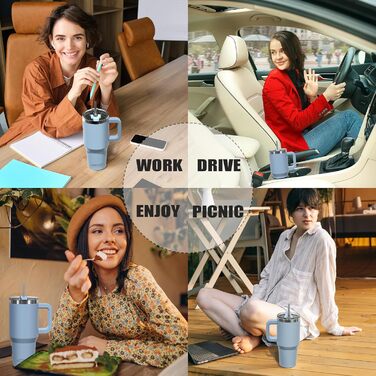 Термокружка WATERSY 40oz з нержавіючої сталі, подвійні стінки, вакуумна ізоляція, 591 мл, Smogblau