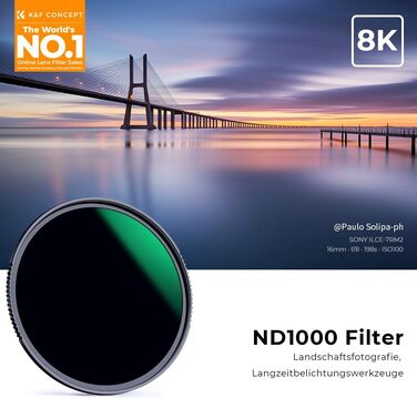 Фільтр ND1000 K&F Concept Nano-X 67mm - Графільтр, нейтральний, 10 ступенів затемнення