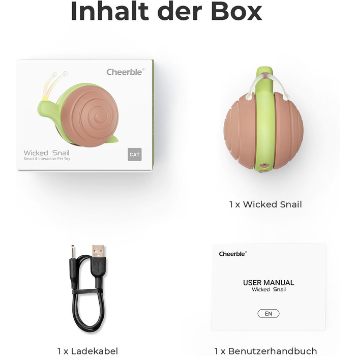 Interactive Cat Toy with LED Lights, Wicked Snail, Electric Cat Toy, DC Rechargeable, Moving Cat Toy, Gifts for Kittens, Brown