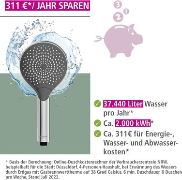 Душова лійка Watersaving із дерева та металу, срібляста, економія води