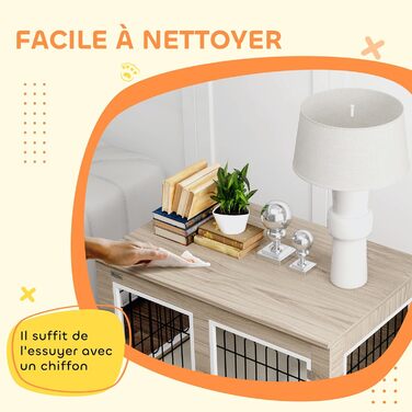 Клітка для собак PawHut з бічним столиком, 90x58x65 см, горіховий колір, для дому, з подушкою