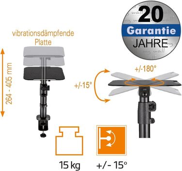 Підставка для динаміків mywall HS30L: 2 шт., чорний колір, настільна, кут нахилу +/-15°, вантажопідйомність до 15 кг