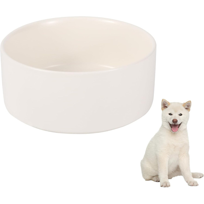 Керамічна миска для собак середніх та великих порід - важка, глибока, 1800 мл, біла