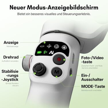 ZHIYUN Smooth Q5 Ultra Combo: Стабілізатор для смартфона з AI-трекінгом, керуванням голосом, пультом ДУ та світлом, 13.5год роботи, 3-осьовий