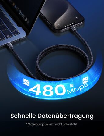 Набір USB-C кабелів LISEN 60W, [4 шт., 0.5м, 1м, 1м, 2м] для iPhone 17 Pro Max, Switch, Samsung Galaxy S25, MacBook, iPad, Xiaomi. Підтримка PD 3.0, швидка зарядка, чорний